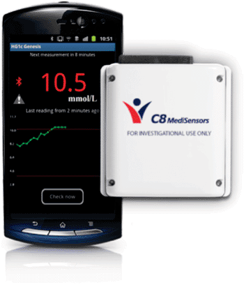 Image: The C8 Medisensors optical glucose monitor system (Photo courtesy of C8 MediSensors).